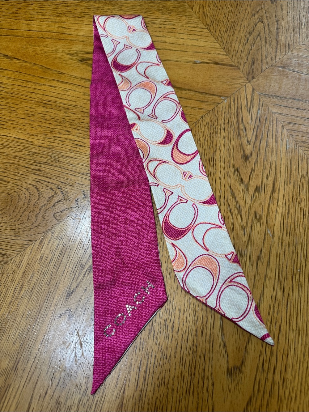 NWT COACH SIGNATURE SILK SCARF WITH RHINESTONES